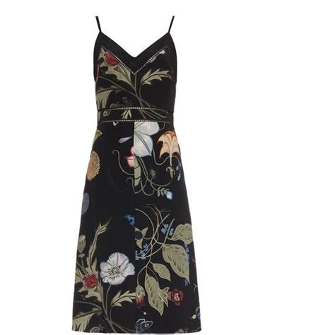 gucci flora knight-print silk-cady dress|Cady crêpe wool silk dress in black .